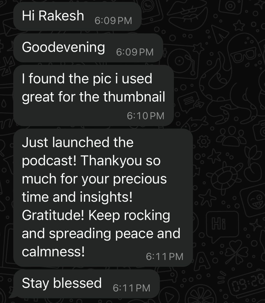 WhatsApp message from a participant 5