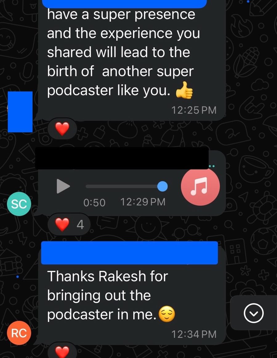 WhatsApp message from a participant 8